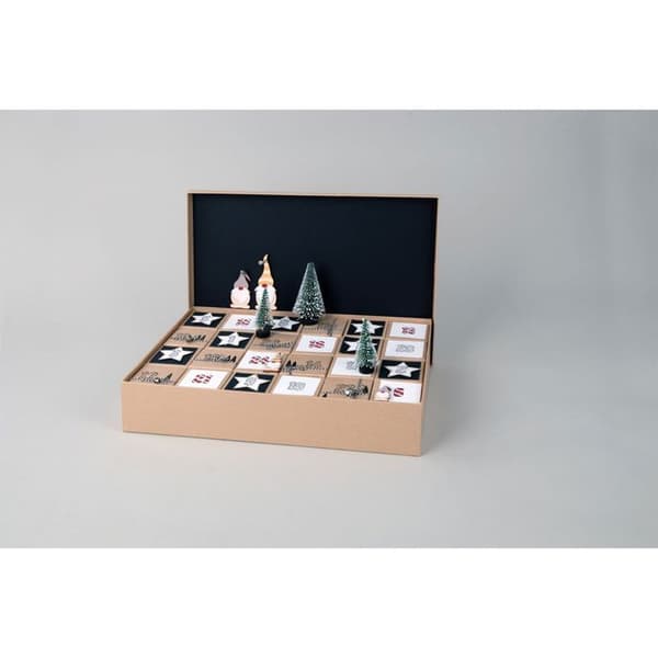 Pappersmaché adventskalender 26 x 38 cm brun