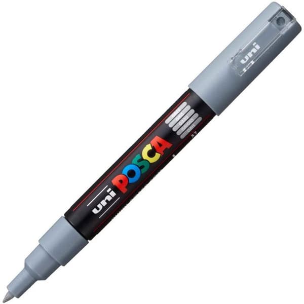 Grå målarpenna - POSCA - Extra fin konspets 0,7 mm - Opaque och täckande färg - Vattenbaserad Grå