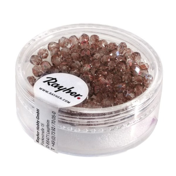 Facetterad glaspärla 3 mm Praliné 100 stycken Pralin
