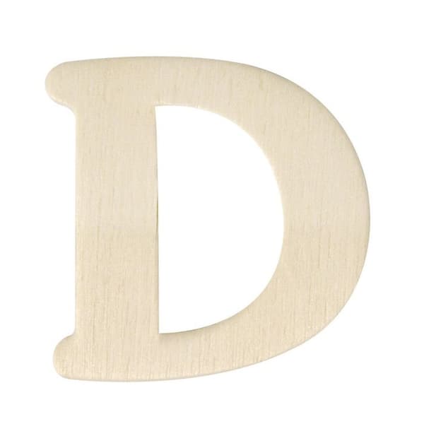 Träbokstäver, 4 cm, D Trä