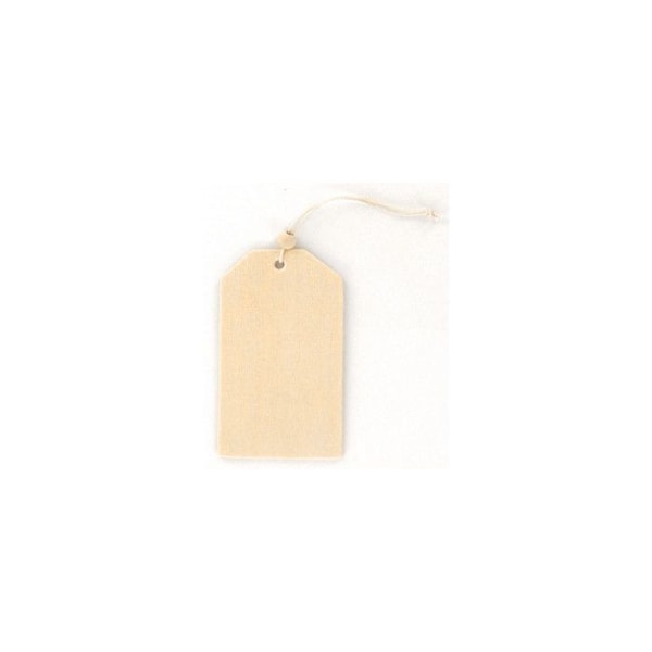 Träetiketter - Ej specificerat - Fyrkantiga - 8,5 x 5 cm - 6-pack - Beige snöre