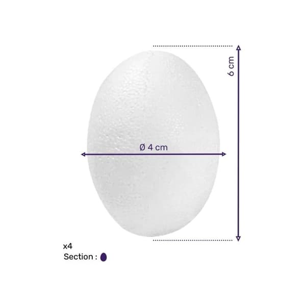 Polystyrenägg 4 x 6 cm Set om 4 stycken