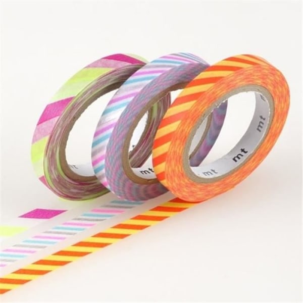 Maskeringstejp - Twist Cord B - Set med 3 Rullar - 6mm x 10m - Färgade Hachurer - Återanvändbar Färgade hachurer