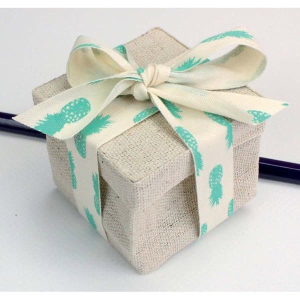 MégaCréa DIY - Tryckt bomullsband Ananas grön 1,5 cm 2 m Grön
