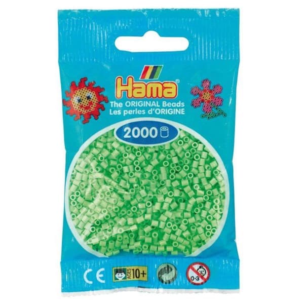 Hama - 2 000 mini pärlor (små pärlor Ø2,5 mm) pastellgrön - Hama ref 50147