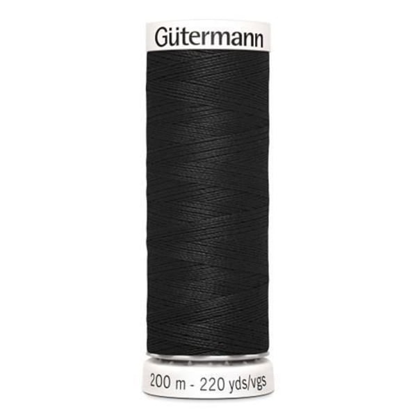 Syrtråd - GÜTERMANN - 200m - Svart - 100% Polyester - Spole svart