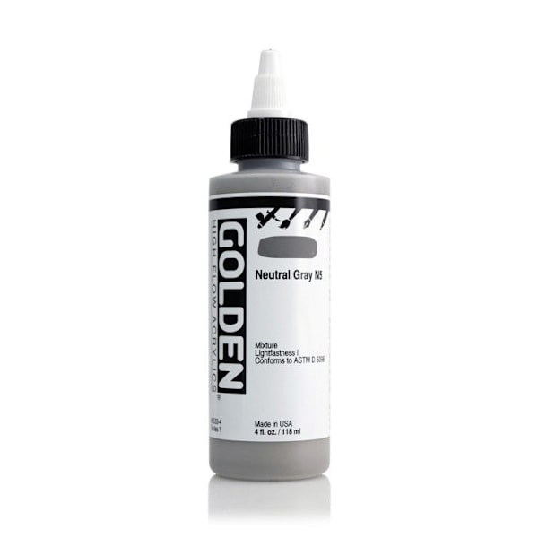 Encre acrylique haute fluidité Golden I 119 ml Gris neutre n°5