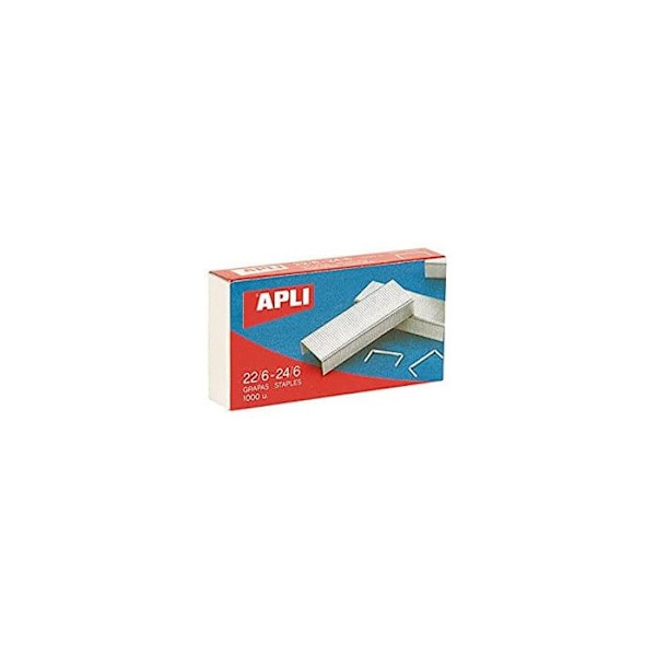 Agraffer - APLI - Förpackning om 1000 - 22/6 mm - 24/6 mm - Stål