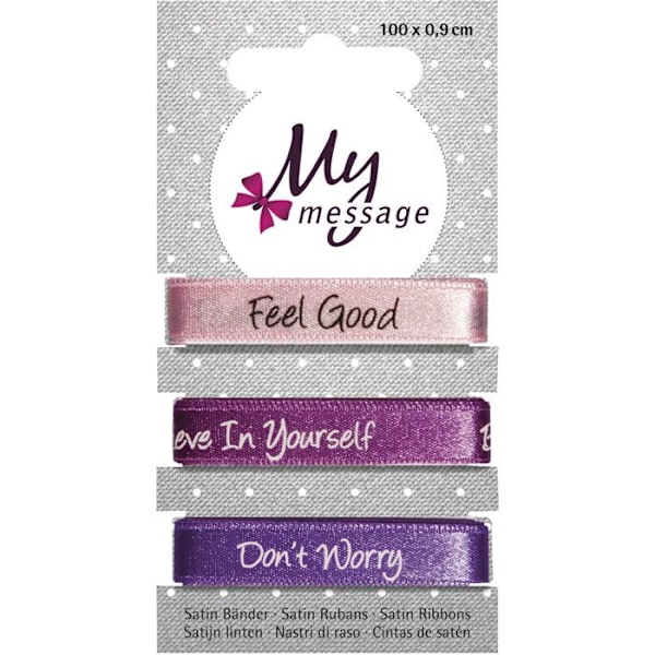 Satinband My Message Lila 9mm 1m 3 stycken lila