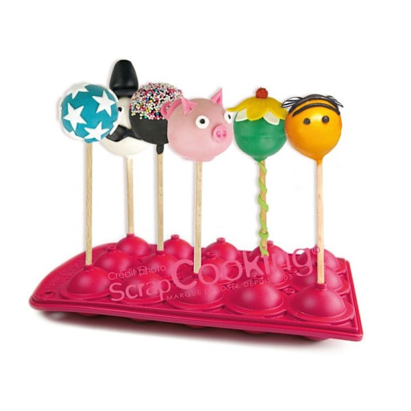 Cake pop form - SCRAPCOOKING - 18 cake pops - Silikon - Mått 12,5 x 4 cm - Rosa