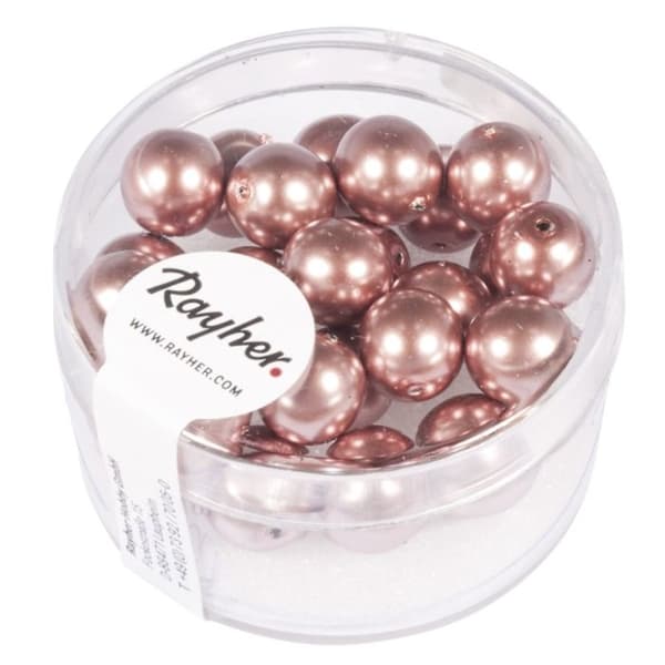Renaissance glaspärlor, 8mm förpackning 25st, antikrosa Ros