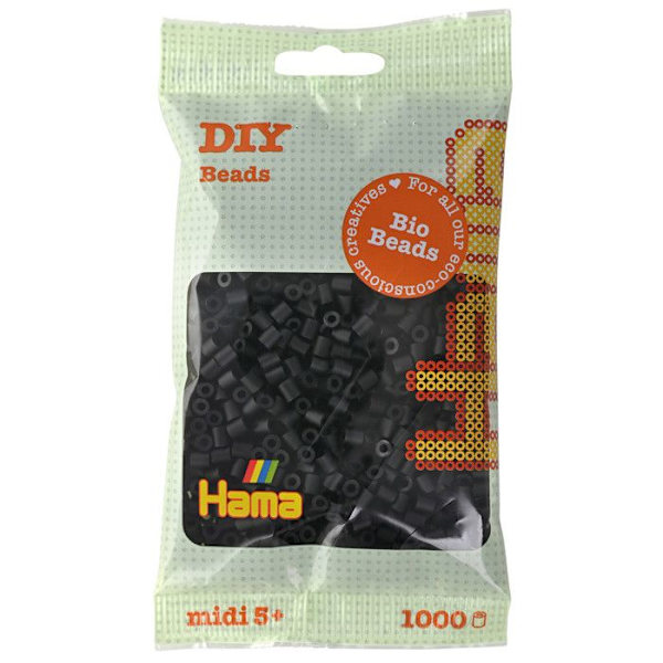 1 000 MIDI standardpärlor (Ø5 mm) BIO svart svart