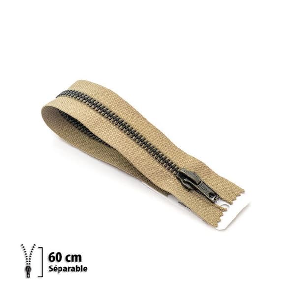 Fermeture éclair Z19 - mässing Separabel 6mm - 60 cm mellangulbe