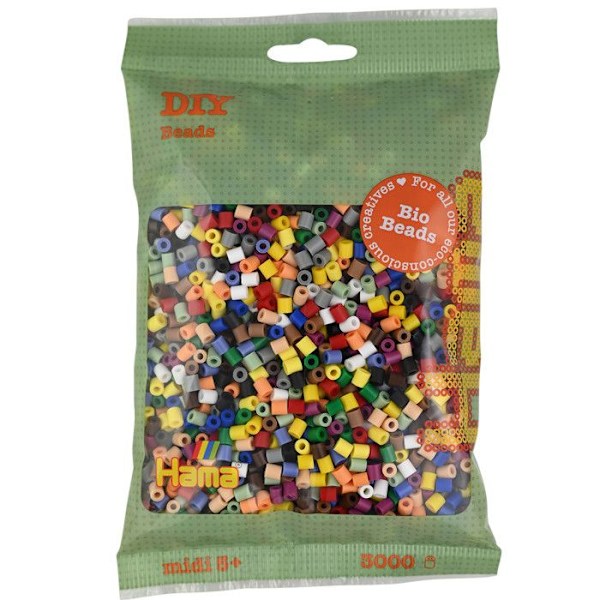3 000 MIDI standardpärlor (Ø5 mm) BIO mix 15 färger blanda 15 färger