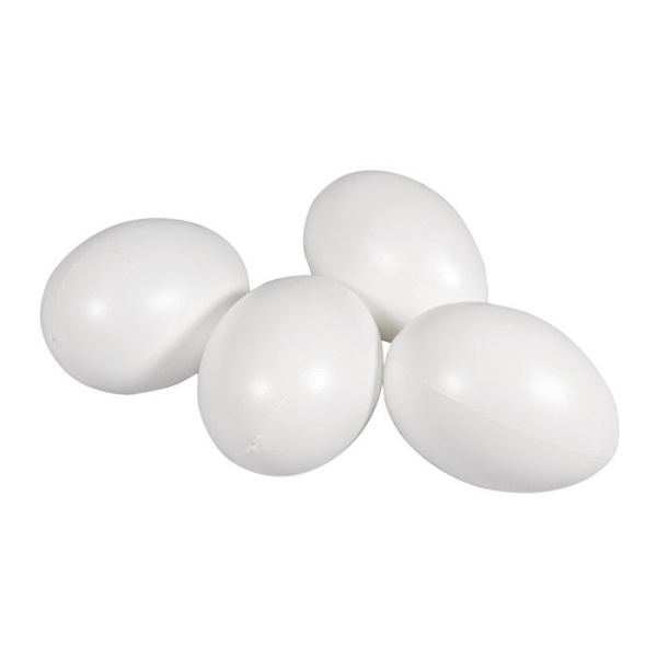 Plastägg, 10cm ø, 4 st Vit