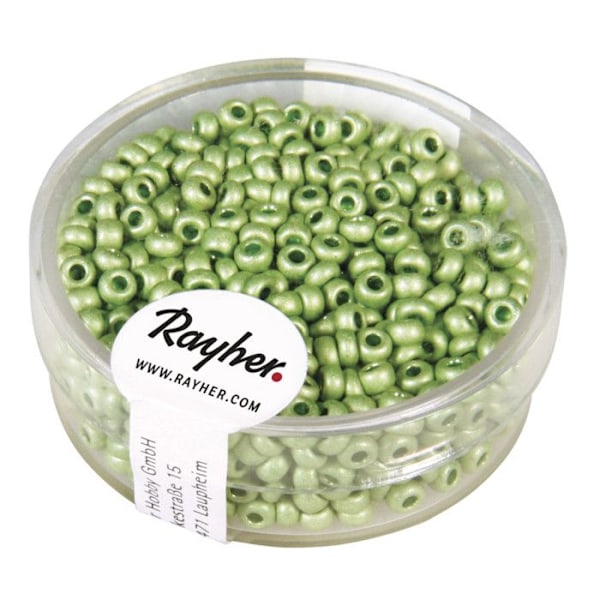 Perle rocaille metallisk fördegad grön linde 2,6 mm 17 g limegrön