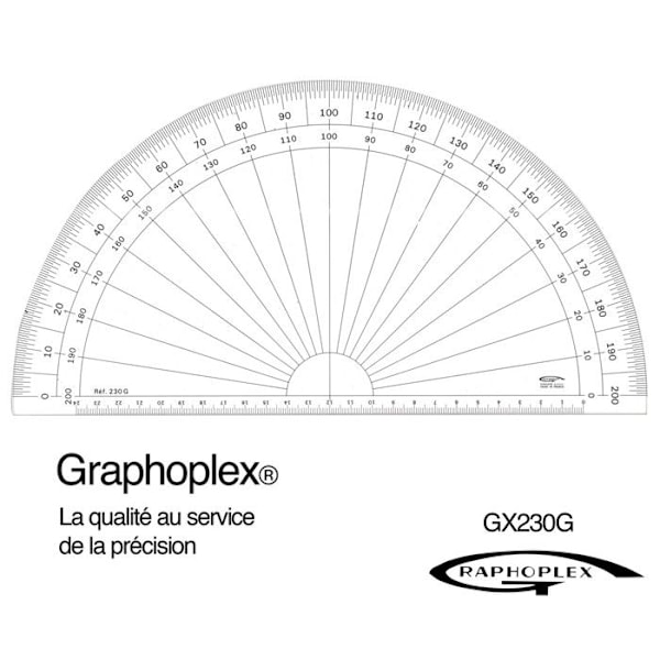 Graphoplex - Rapportör 1/2 cirkel grader Ø 30 cm