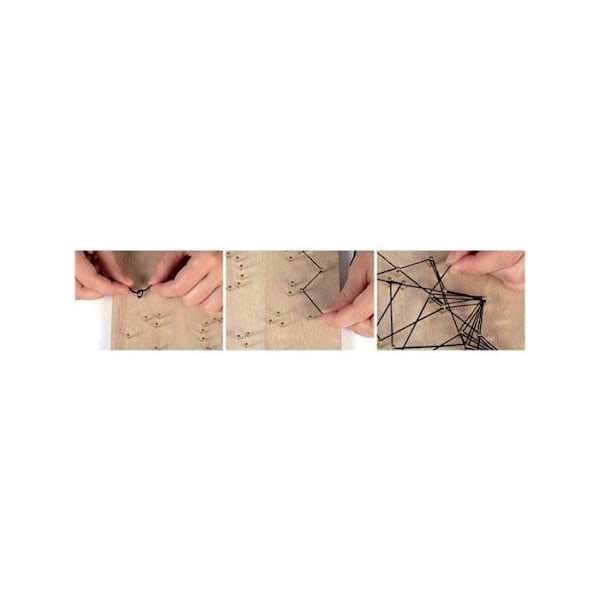 Arrows String Konstmålning i svart trä 30x20cm - Svart kreativt frö