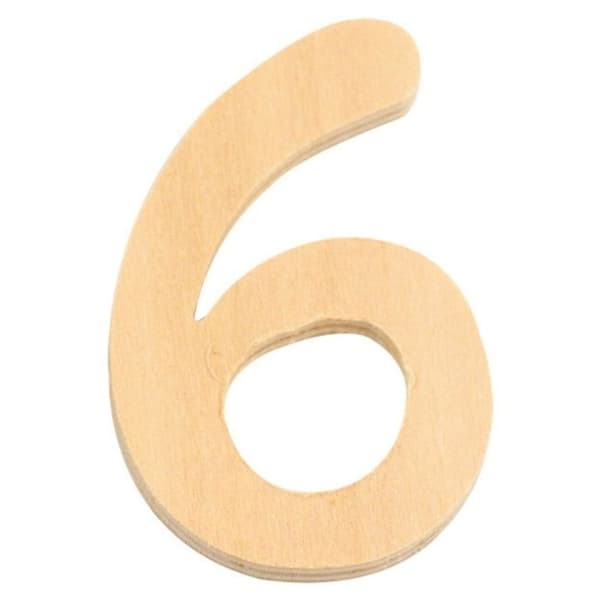 Träfigur 6 cm Siffra 6