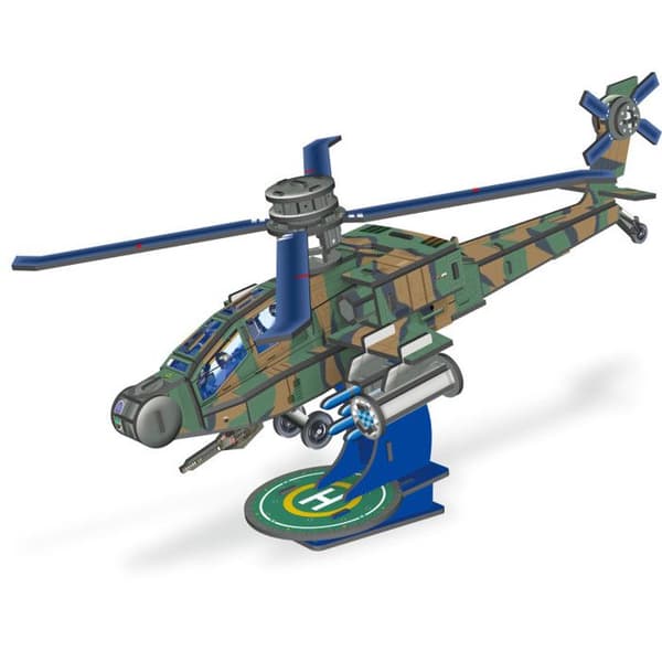 3D-pusselmodell - Apache Helikopter - Fordon och maskiner - Grön Grön