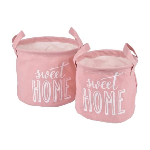 Förvaringskorg - L3C - Set om 2 - Canvas - Ø19*h16cm - Ø22*h18cm - Puderrosa Puderrosa