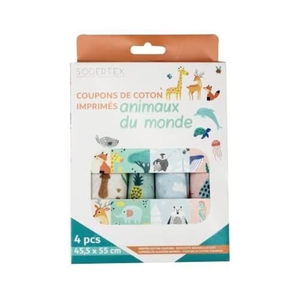 Kuponger Coton Djur - SODERTEX - 45,5 x 55 cm - 100% Bomull - Matchande Mönster Matchande tryck