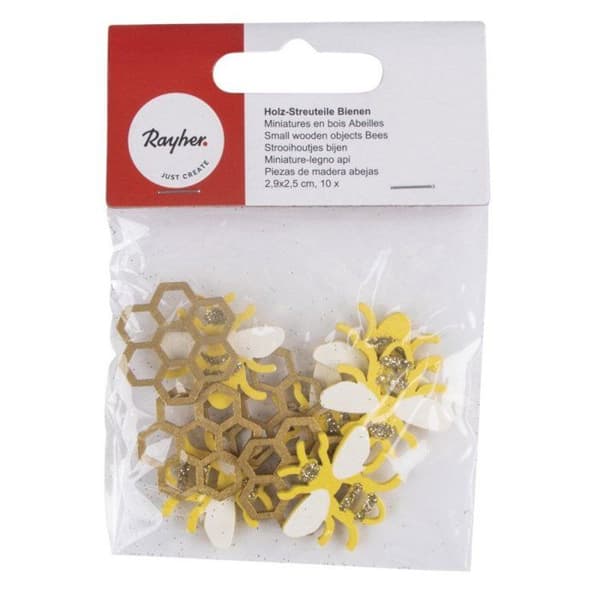 Träminiaturer Bin, 2,9x2,5cm, assorterade, 10 st