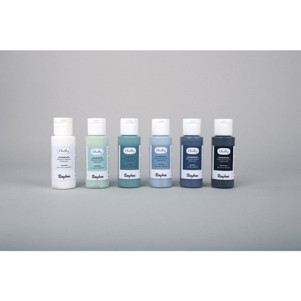Krita med krita - Chalky - 6 blå färger - 60 ml - Ultra-matt effekt - Hög kvalitet Blå