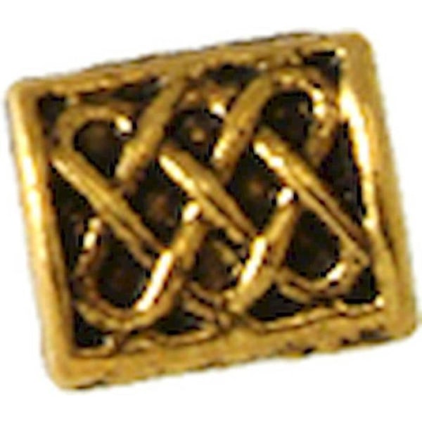 Platt rektangulär metallpärla 7 mm Guld (10 stycken) gyllene