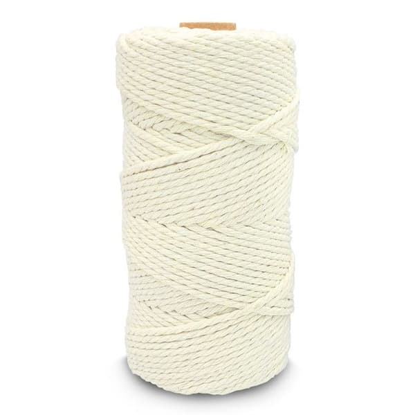 MégaCréa DIY - Makramégarn i bomull 3 mm Spole 100 m Vit