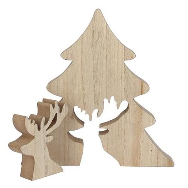 Dekorativ julgran - Ej specificerad - Avtagbar älg - 22,5 x 22,5 x 2,5 cm - Trä - Inomhus