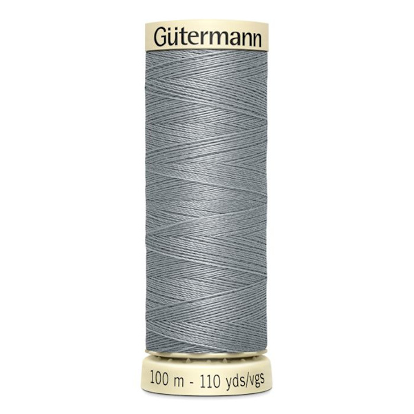 Set om 5 spolar 100m Tråd 100% polyester Gutermann Ref 788988 - Att 40 - grå silver silvergrå
