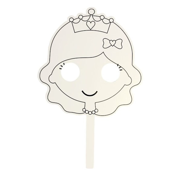 Masker barn prinsessa att dekorera, inklusive pinne x 4 stycken {Färg}