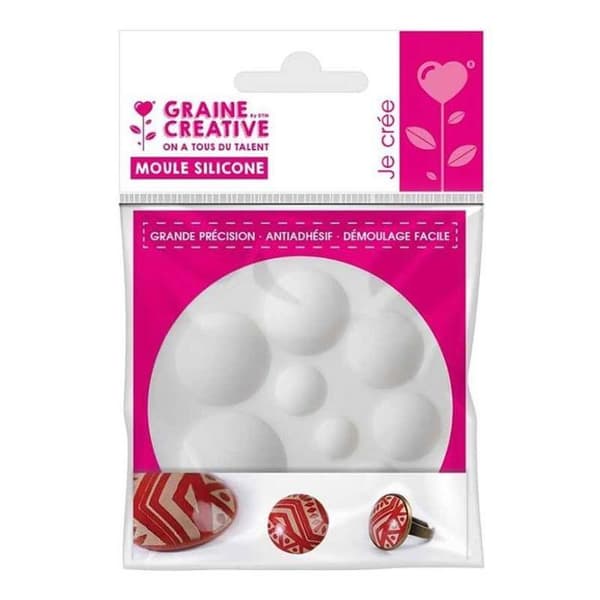 Graine Créative - Silikonform (mini) Rund Cabochon Vit