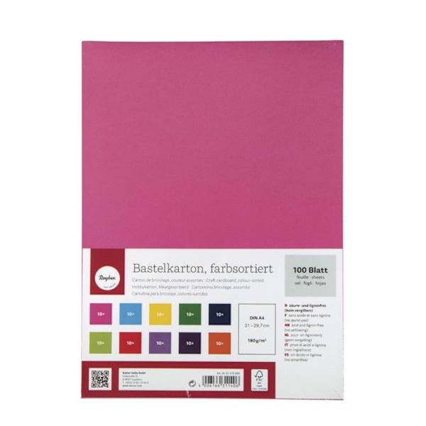 Papper kartong A4 Assortiment av 10 färger 100 ark Sortiment av 10 färger