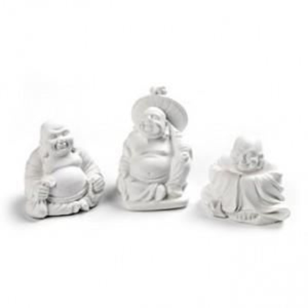 Statuetter Buddha - Powertex - 3 delar - Gips - 4 cm - Inredning