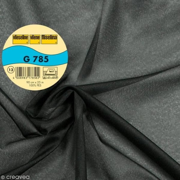 Vlieseline G785 - Vlieseline - Mycket lätt - Bredd 90 cm - Svart - Per meter Svart