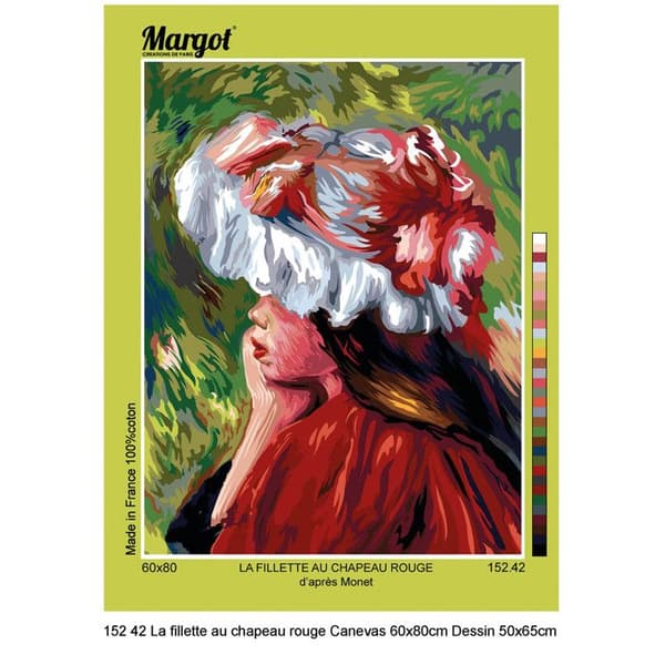Canevas Margot Flickan med den röda hatten av Monet 60x80 cm