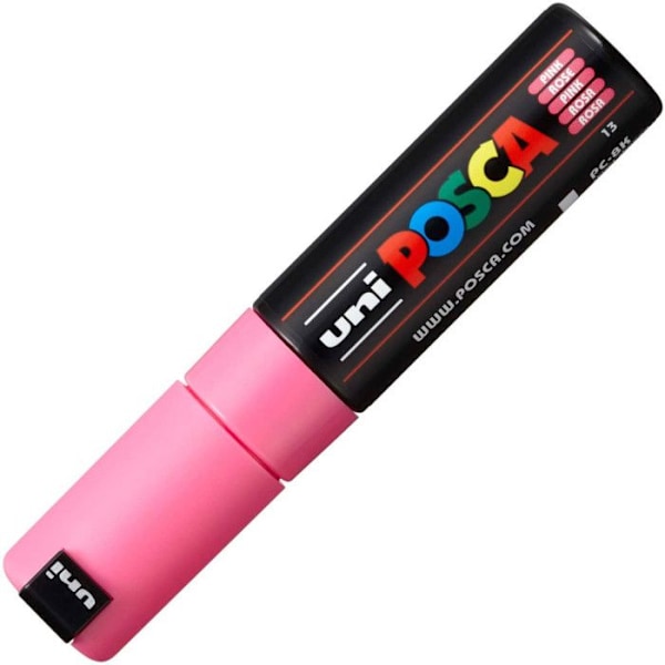 POSCA Marker Stor Mejselspets Rosa - Vattenbaserad färg - Plast - Linjebredd 8 mm Rosa