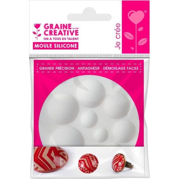 Graine Créative - Silikonform (mini) Rund Cabochon Vit