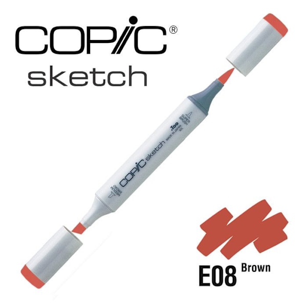 Copic Sketch E08 Brun marker kastanj