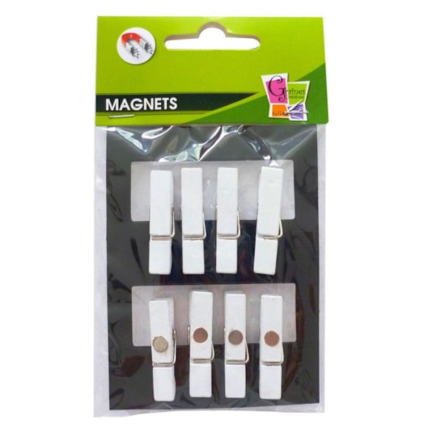 Magnetklämmor - Ej specificerad - Vit - 8 stycken - 3,5 cm - Trä Vit