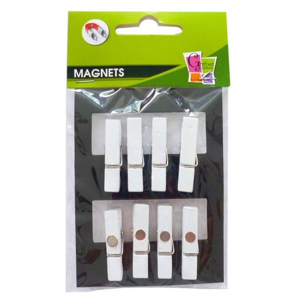 Magnetklämmor - GRAINE CRÉATIVE - Vit - 8 stycken - 3,5 cm - Trä Vit