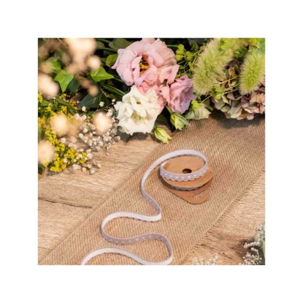 Klipptape - Bomull - Spets effekt - 1m x 1,5 cm - Vit - Blandat Vit
