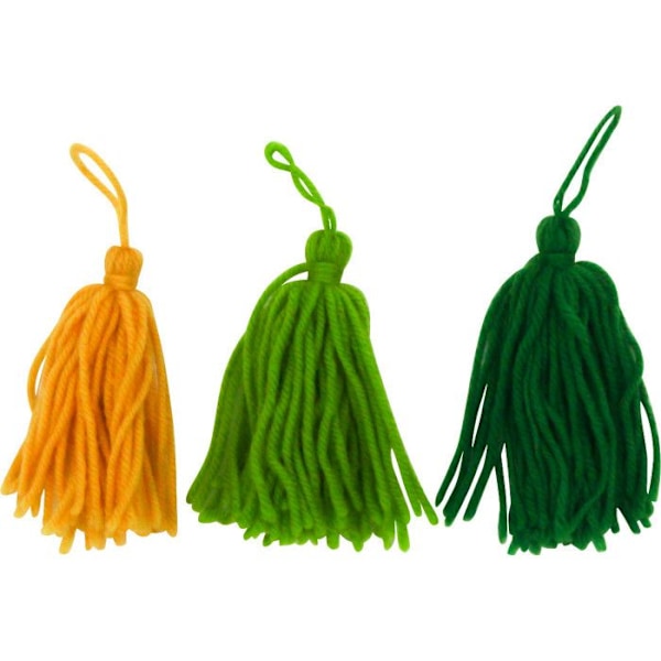 Pompon houppe i ull Camaieu grön 8cm 3 stycken
