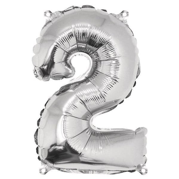 Ballong Siffra 2, 40cm, 1st., silver