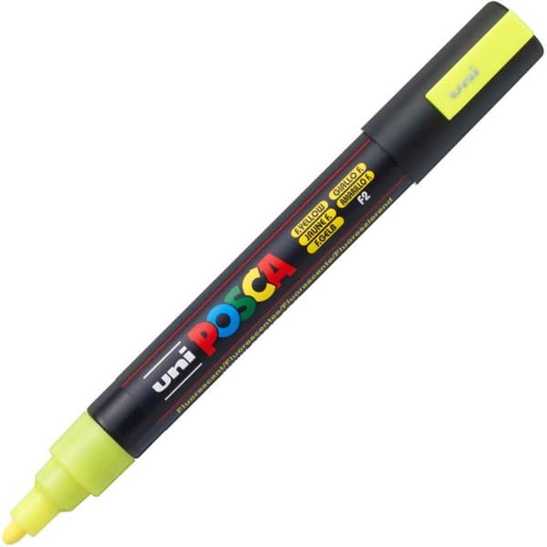 Marqueur - POSCA - PC5M - Gul Fluo - Konisk Spets Medium - Opaque Fluorescerande gul