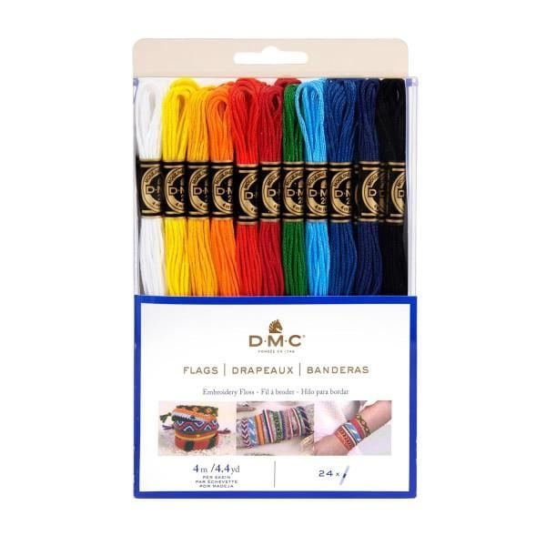 Moulinétrådar - DMC - 24-pack - 100% bomull - 4 meter - Flerfärgad B5200, 666, 321, 973, 972, 699, 996