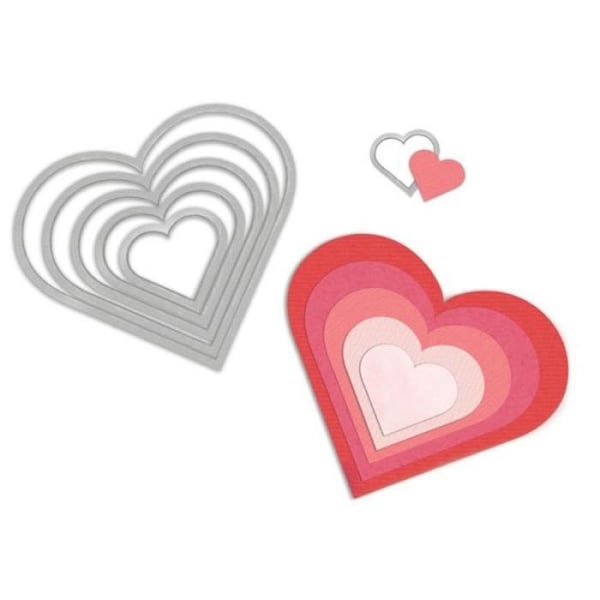 SIZZIX Framelits skärform Set 6 delar - Hjärtan