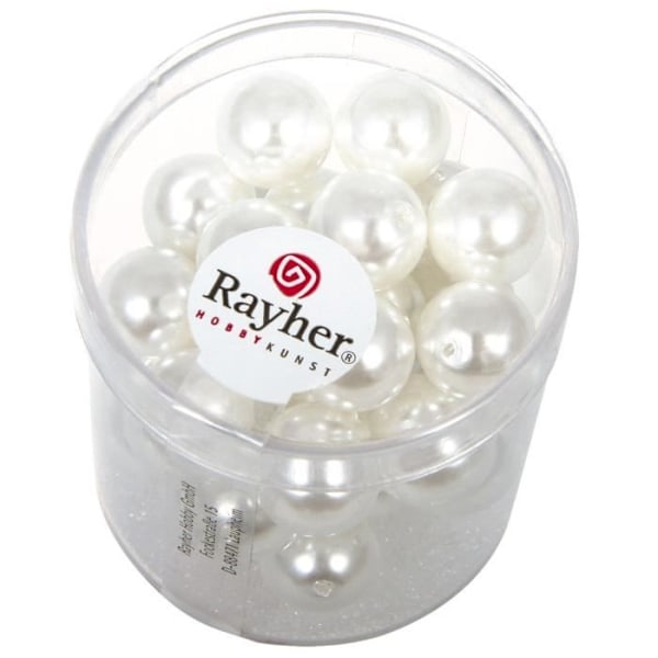 RAYHER Renaissance glaspärlor - Ø 10 mm - Snövit - Box med 35 delar Vit
